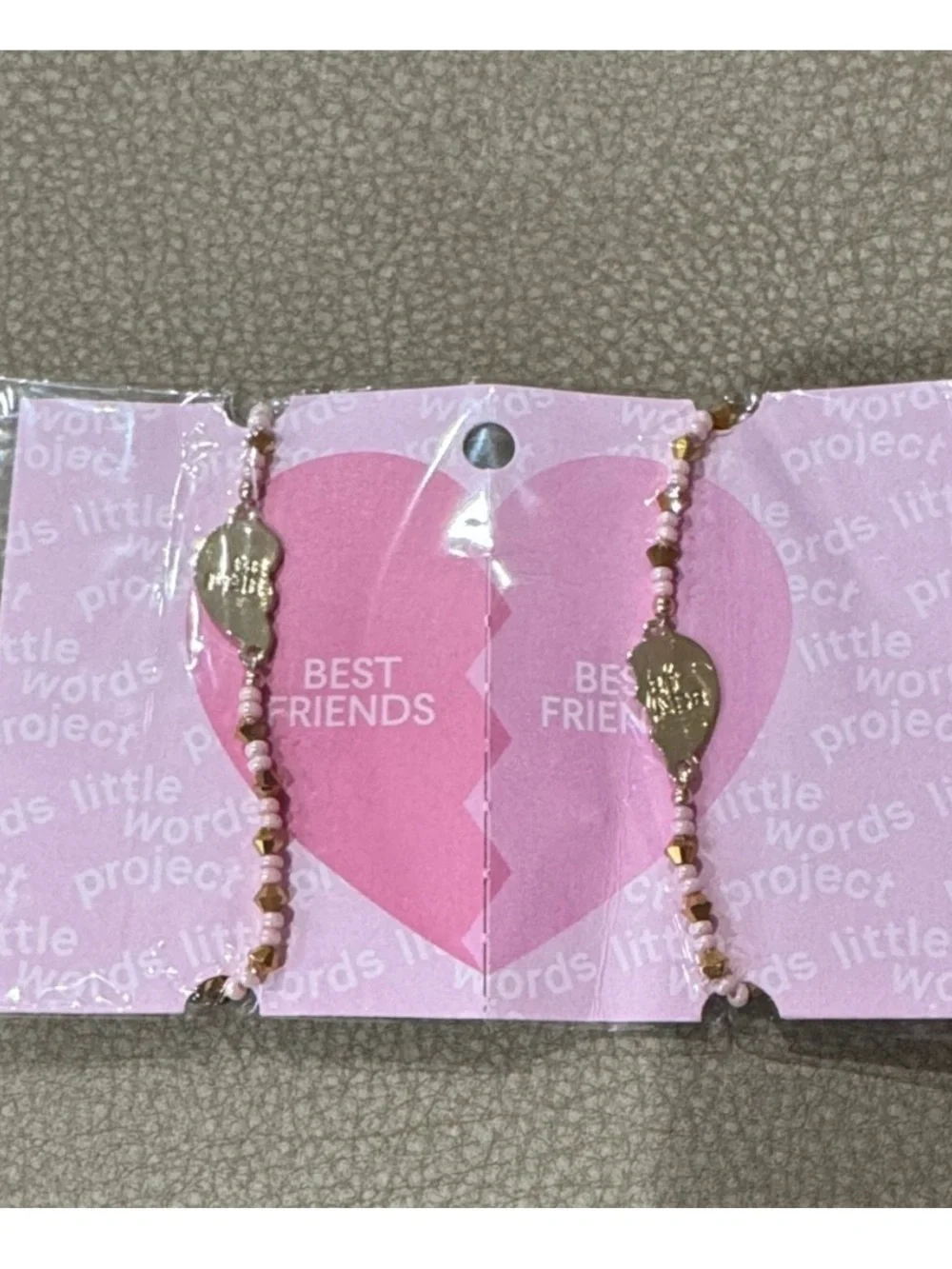 Little words project Best Friends Pink Beaded Friendship Bracelet Set NWT